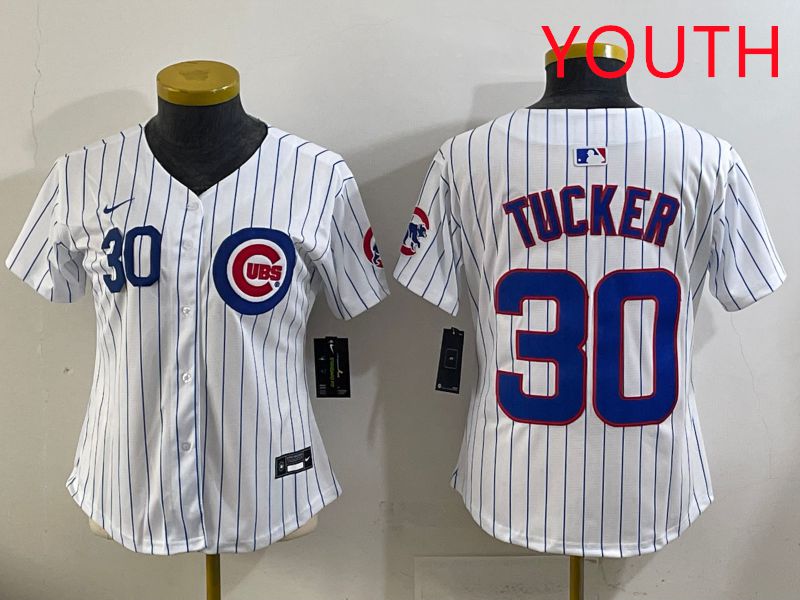 Youth 2025 Chicago Cubs #30 Tucker White Stripe Game Nike MLB Jersey style 2